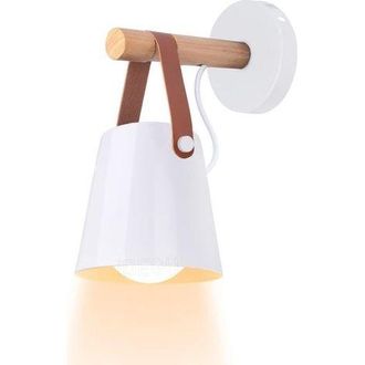 OEM Aplique De Pared Led Industrial Moderno Blanco, Acabado En Metal Y Madera, Casquillo E27, Para Decoraci&oacute;n De Dormitorios, Restaurantes O Cafeter&iacute;as
