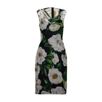Dolce & Gabbana Gardenia-Print Chiffon Midi Dress - female - Dolce & Gabbana - Short Dresses - Multicolor - XS - Dresses