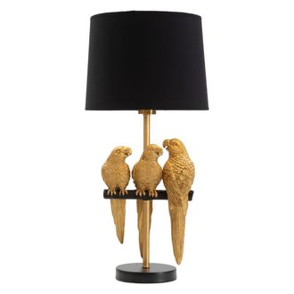 Mauro Ferretti L&aacute;mpara de mesa en metal dorado con loros &oslash; cm 30x62,5