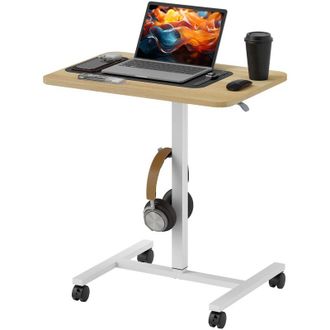 HOMCOM Homcom - Standing Desk Mobile Overbed Table w/ Wheels for Home Office Natural