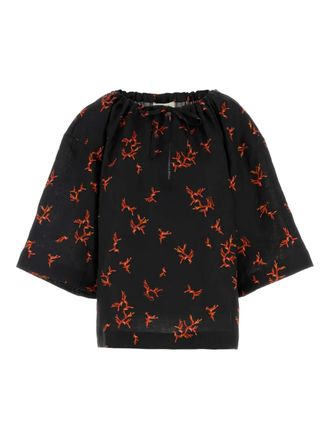 Fendi Linnen blouse met print - Zwart