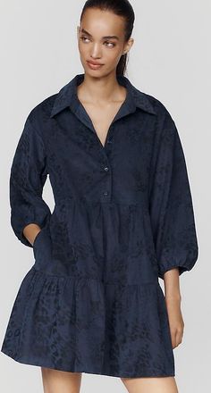 Maeve Bettina Corduroy Tiered Mini Shirtdress