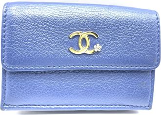 Chanel Navy Leather Wallet (Tri-Fold) (Pre-Owned)