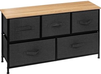 5five Simply Smart C&oacute;moda Baja Tissa De 5 Cajones Dormitorio En Roble Claro Y Gris Oscuro Acero 100x55 Cm