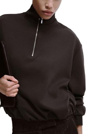 Mango High Neck Balloon Sweatshirt in Chocolate at Nordstrom, Size X-Small