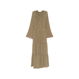 Michael Kors Smocked High-Neck Maxi Dress - female - Michael Kors - Maxi Dresses - Green - XS - Dresses