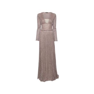 Missoni Maxi jurk met lange mouwen en diepe halslijn - Dames - Jurken - Roze - Maat: XS Viscose