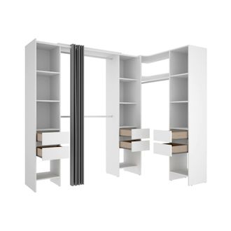 Dmora Gran Armario Biaena, Muebles De Dormitorio, Vestidor, Armario De Ropa, 234x141 H205 Cm, Blanco - Dmora