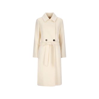 Max Mara Jassen, Dames, Wit, S, Wol, Bcollag Coat