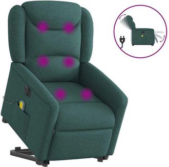 vidaXL Vidaxl - Sill&oacute;n Masaje El&eacute;ctrico Reclinable Elevable Tela Verde Oscuro