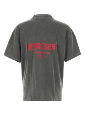 Represent Mens Dark Grey Cotton Oversize T-Shirt Washedblack Exterior Exterior: T-shirts And Polos