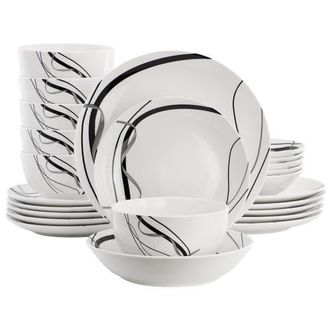 Elama Sarah 24 Piece Porcelain Double Bowl Dinnerware Set, Service for 6 in White at Nordstrom
