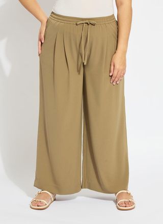 Lyss&eacute; Mae Pleated Drawstring Wide Leg Pant Curvy (28 Inseam)