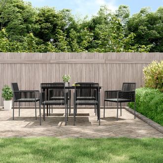 vidaXL Vidaxl - Sillas Jard&iacute;n Con Cojines 6 Uds Rat&aacute;n Pe Negro 54x60,5x83,5cm