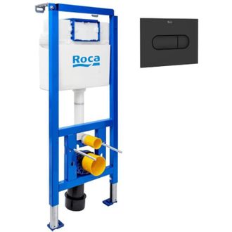 Roca Bastidor De Soporte De Wc Suspendido, Instalaci&oacute;n De Tabique Ligero, 112 Cm De Altura, Cisterna 2/4-6 L + Placa Negra Mate (rob0