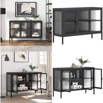 vidaXL Credenza Nera 105x35x70 cm Vetro e Acciaio - Credenza nera - Credenza moderna