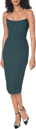 Dress The Population Cosette Strapless Corset Dress in Pine at Nordstrom, Size X-Large