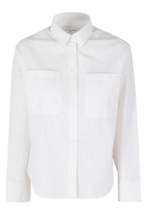 Maison Kitsun&eacute; Ecru Striped Sand-Pinstripe Cotton Shirt