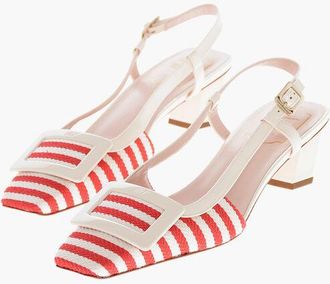 Roger Vivier Canvas Pumps LACQUERED With Awning Motif 5cm size 38