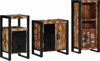 vidaXL Juego De Muebles De Ba&ntilde;o 3 Uds. Multicolor Y Negro Vidaxl