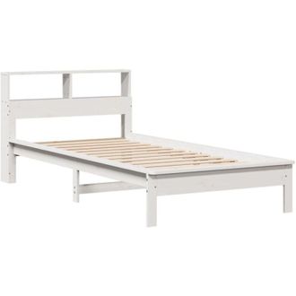 vidaXL Vidaxl - Cama Con Estanter&iacute;a Sin Colch&oacute;n Madera Maciza Blanco 90x200 Cm