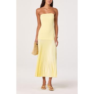 ASTR the Label Selune Strapless Mixed Media Dress in Yellow at Nordstrom, Size X-Small