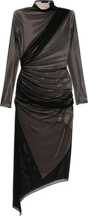 MUGLER Asymmetrische Dubbellaagse Jurk - Dames - Feestkleedjes - Zwart - S - Kleedjes
