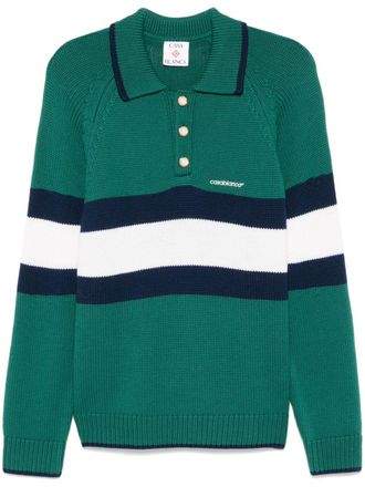 Casablanca colourblock polo shirt - men - Merino - M - Green