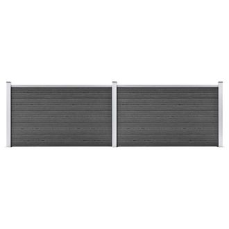 vidaXL Set De Paneles De Valla Wpc Negro 353x105 Cm Vidaxl
