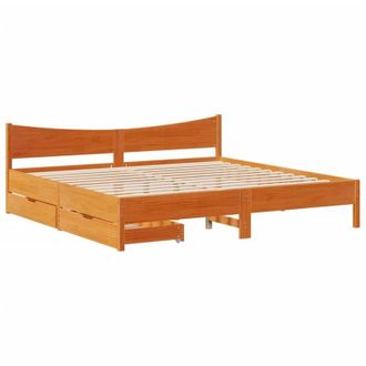 vidaXL Estructura Cama Con Cajones Madera Pino Marr&oacute;n Cera 200x200 Cm Vidaxl