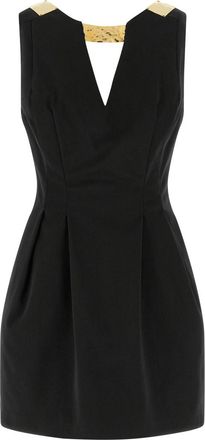 Elisabetta Franchi Black Metal plaque dress