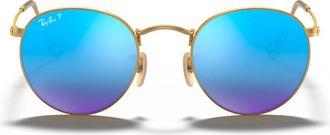 Ray-Ban Sunglasses Rb3447 112/4 L Round Metal Gold/Blue Unisex Polarized