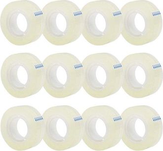 OEM 12 Rollos Cinta Adhesiva Transparente Repuesto, Cinta Transparente, Cinta Adhesiva Transparente Brillante Universal 12 Piezas Transparentes