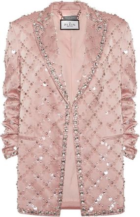 Philipp Plein Blazer Boyfriend Fit Plein Paillettes - Dames - Blazers - Roze - M - Leer - Jassen