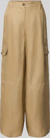 Max Mara Wide Leg Cargohose aus reinem Leinen in Sand, Gr&ouml;&szlig;e 34