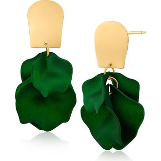Jardin Ginkgo Leaf Flutter Drop Earrings in Green/Gold at Nordstrom Rack