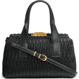 DKNY Amagansett Pleated Satchel in Black/gold at Nordstrom