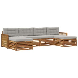 vidaXL Juegos De Sof&aacute;s Con Coj&iacute;n 6 Pcs Madera De Acacia S&oacute;lida Vidaxl