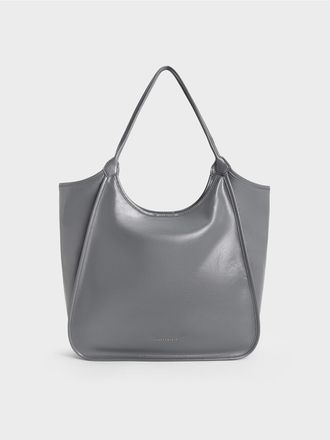Charles & Keith Sianna Crinkle-Effect Slouchy Tote Bag