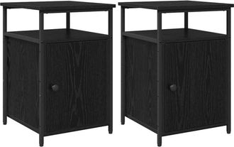 vidaXL Bedside Cabinet 2 pcs Black oak Engineered Wood Vidaxl