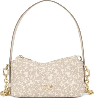 Tous Borsa a spalla con stampa logo - Toni neutri