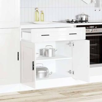 Berkfield Home Kitchen Base Cabinet&not;Porto High Gloss White Engineered Wood
