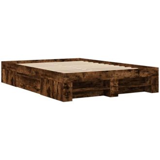 vidaXL Bed Frame without Mattress Smoked Oak 140x190 cm Engineered Wood Vidaxl