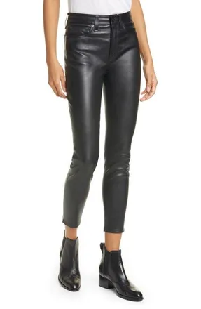 Rag & Bone Nina High Waist Skinny Leather Pants in Blk at Nordstrom, Size 26