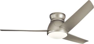 Elstead Lighting Ventilador de techo LED 152 cm, IP44, n&iacute;quel cepillado