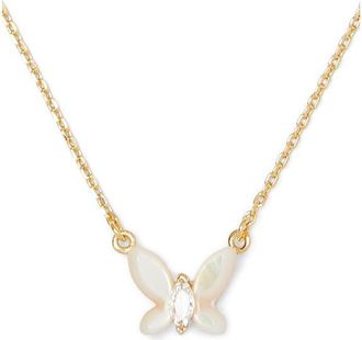 Kate Spade New York Social Butterfly Pendant Womens Necklace White, Brass