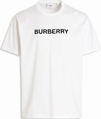 Burberry Mens Mens White Burberry Harriston Logo Short Sleeve T-Shirt - Size: 40