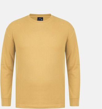 Fabric Mens Waffle Crew Neck Long Sleeve T-Shirt - Gold - Size: 46