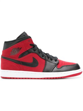 Nike logo lace-up sneakers - men - Leather/Rubber/Polyester - 10.5 - Red