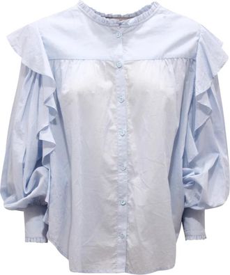 Emma & Gaia Oversized Shirt - Dames - Blouses - Blauw - 2XS - Overhemden